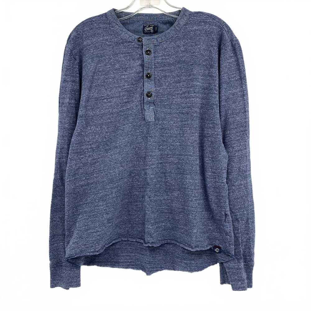 Grayers Blue Long Sleeve Henley Shirt | Men’s M Cotton, Regular Fit